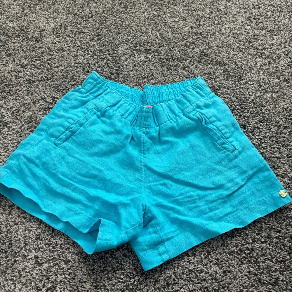 {Lilly Pulitzer} Linen Lilo Shorts XXS Bermuda Blue